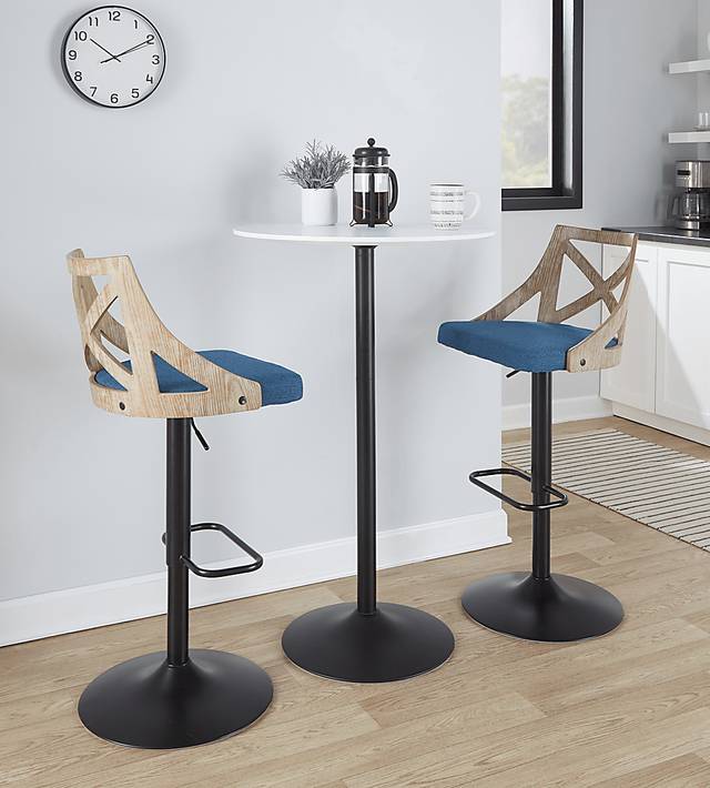 Hasbrouck IV Blue Adjustable Barstool, Set of 2 - Thumbnail - Image 2