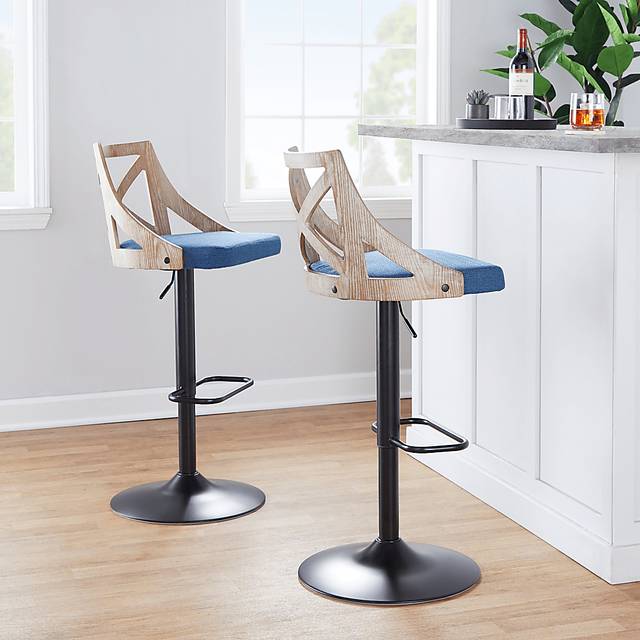 Hasbrouck IV Blue Adjustable Barstool, Set of 2 - Thumbnail - Image 3