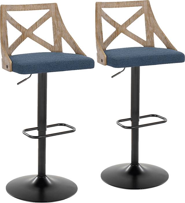 Hasbrouck IV Blue Adjustable Barstool, Set of 2 - Thumbnail - Image 1