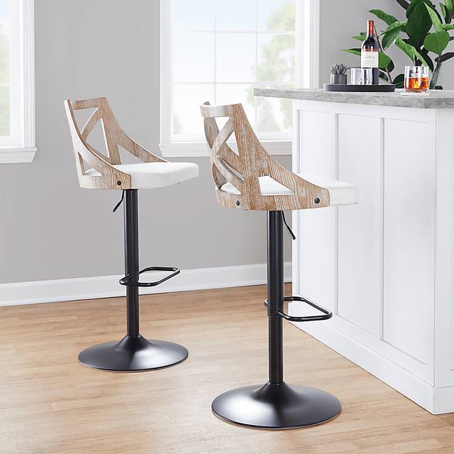 Hasbrouck IV Cream Adjustable Barstool, Set of 2 - Thumbnail - Image 3