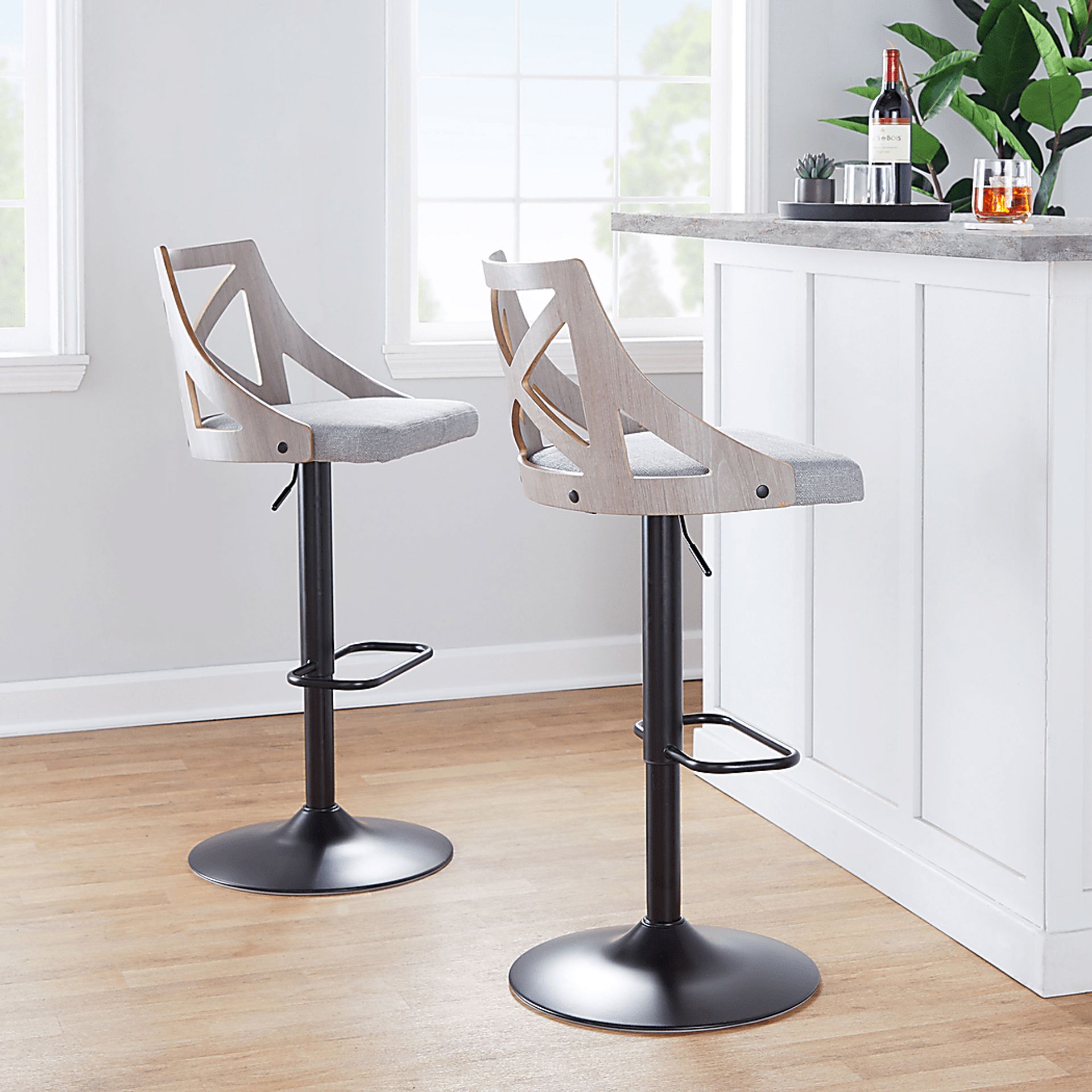 Hasbrouck IV Gray Adjustable Barstool, Set of 2 - Image 2