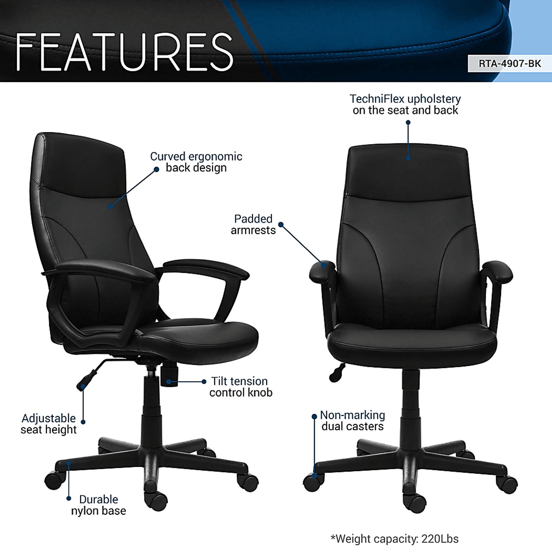 Hasham Black Office Chair - Image 3