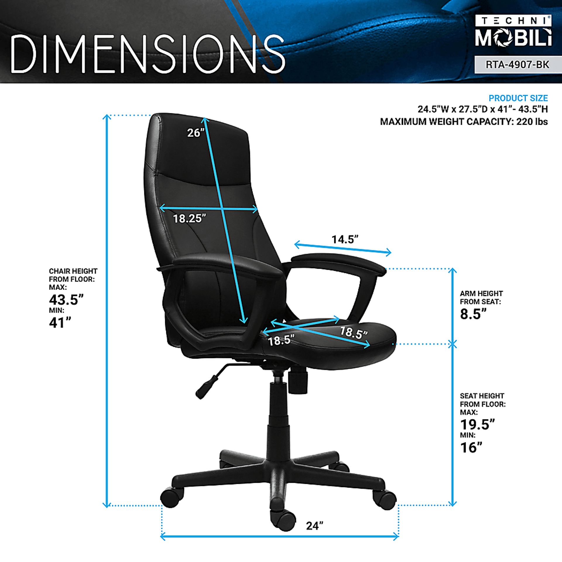 Hasham Black Office Chair - Image 4
