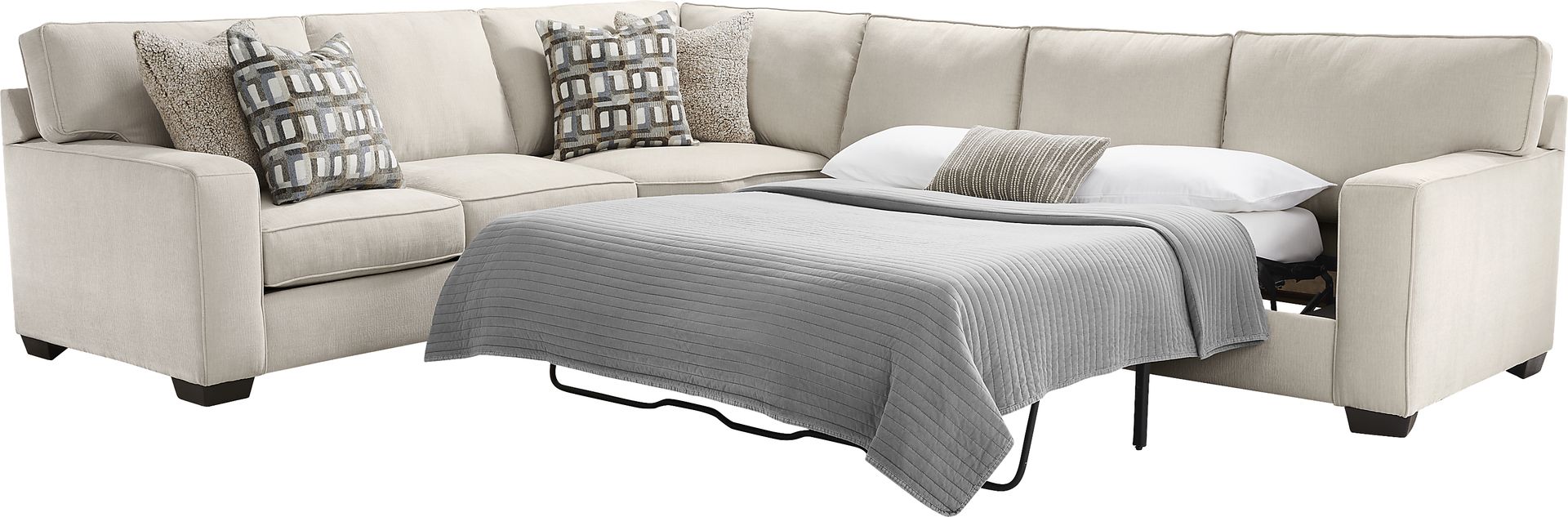 Haskins Beige 3 Pc Gel Foam Sleeper Sectional - Image 3