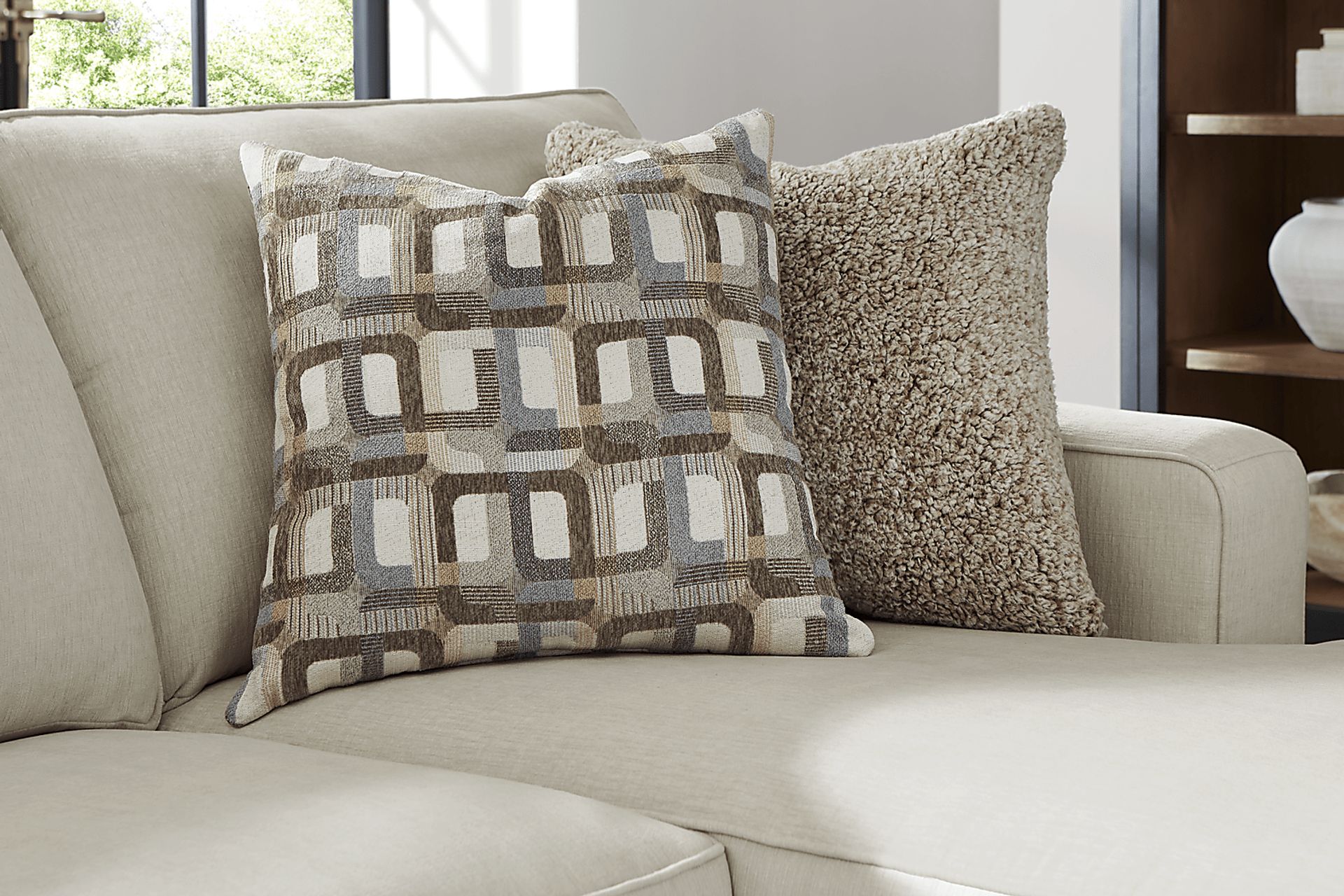 Haskins Beige 3 Pc Gel Foam Sleeper Sectional - Image 5