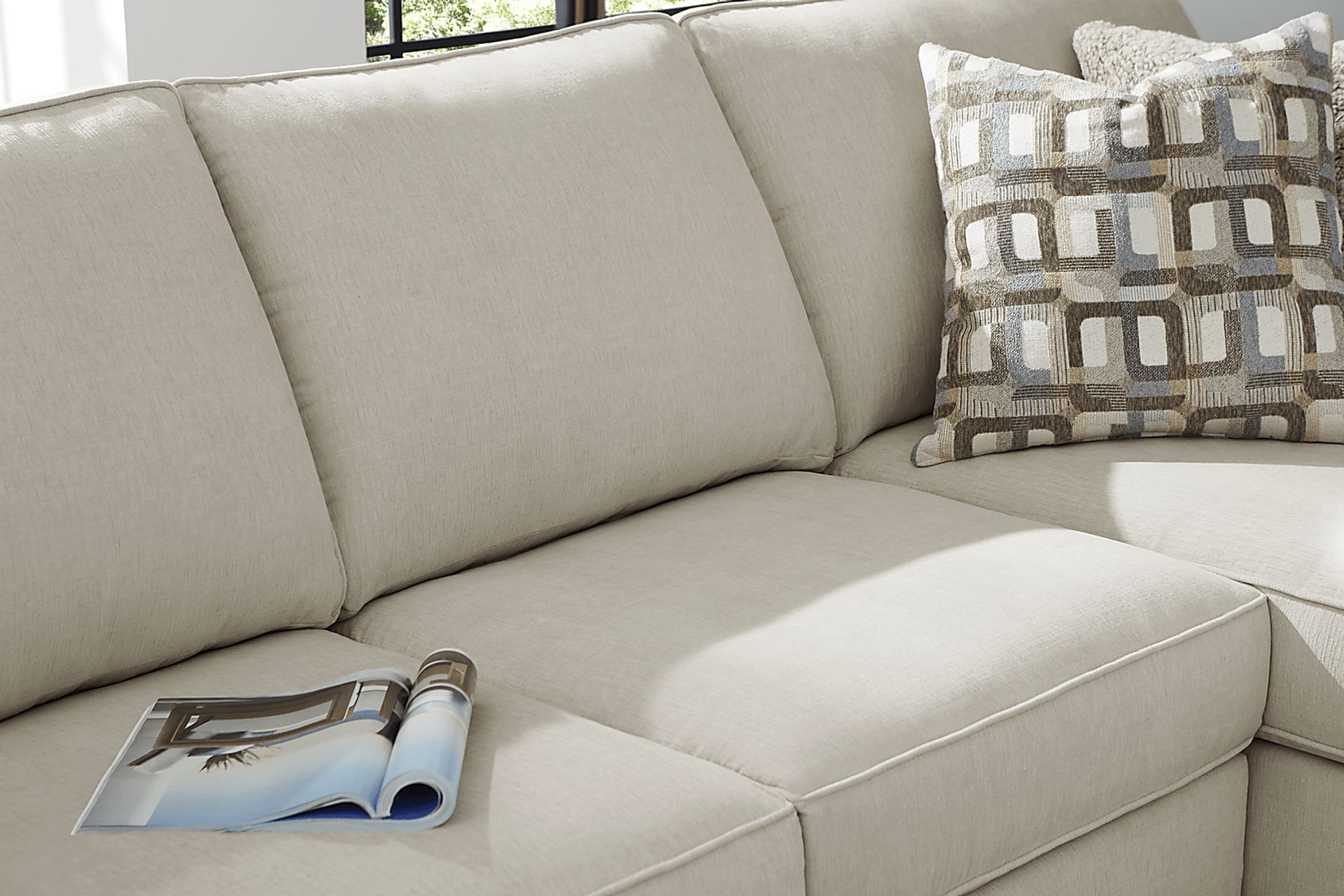 Haskins Beige 3 Pc Sleeper Sectional - Image 8