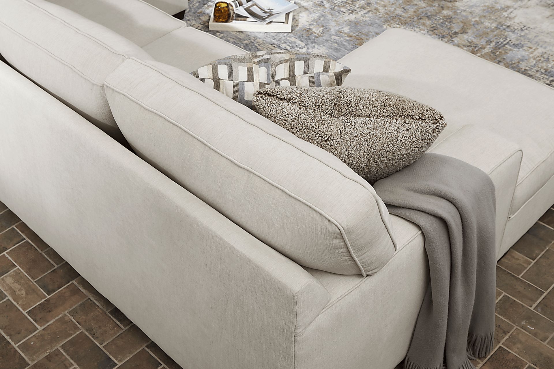 Haskins Beige 3 Pc Sleeper Sectional - Image 8