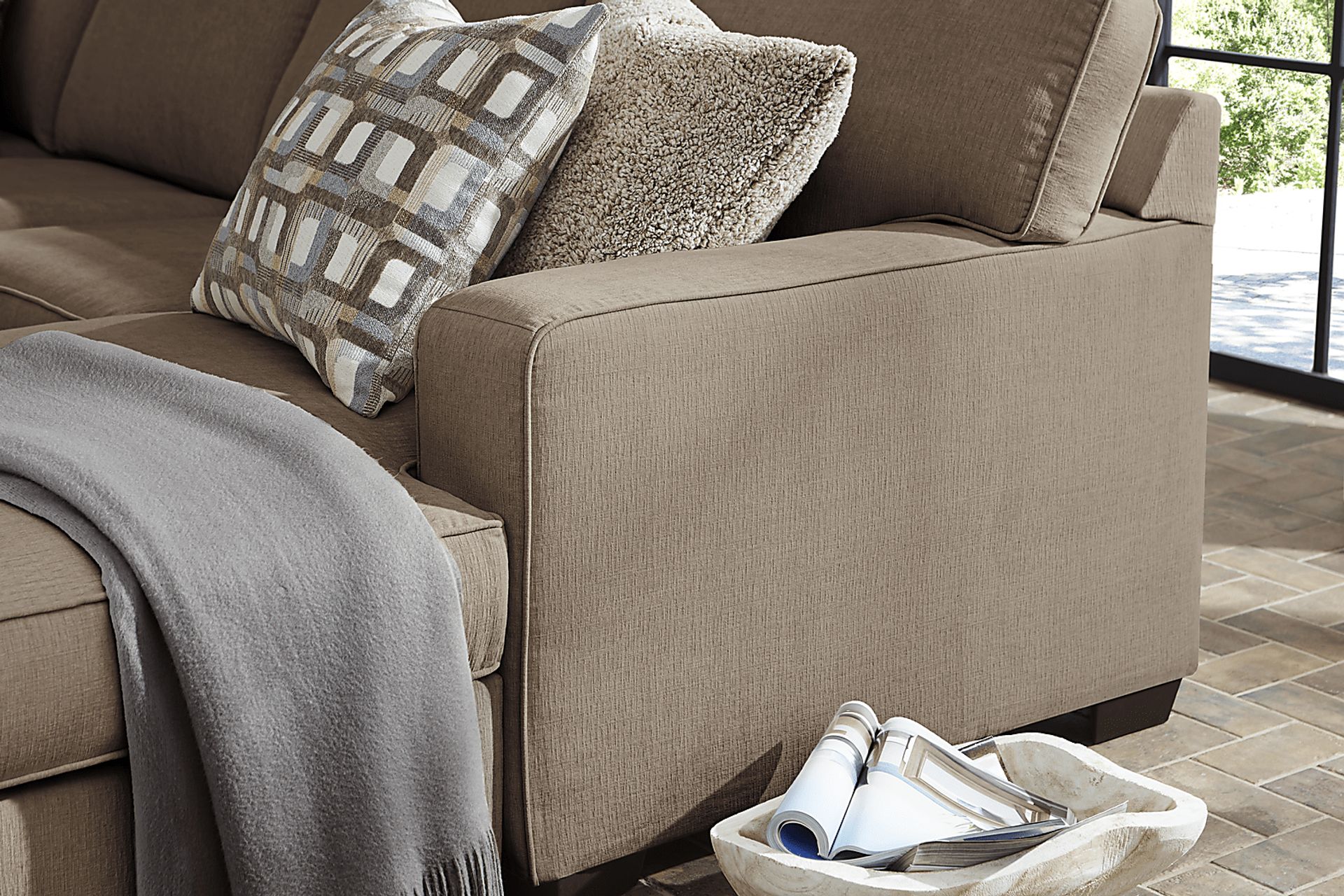 Haskins Brown 3 Pc Gel Foam Sleeper Sectional - Image 5