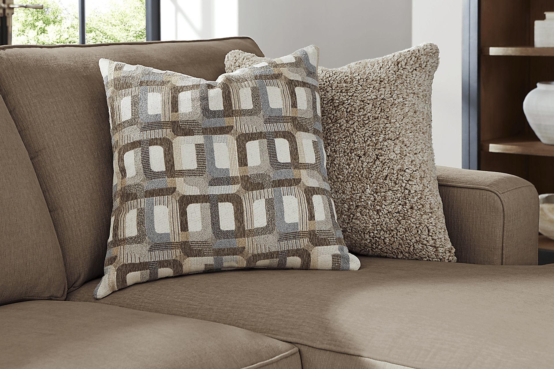 Haskins Brown 3 Pc Gel Foam Sleeper Sectional - Image 7