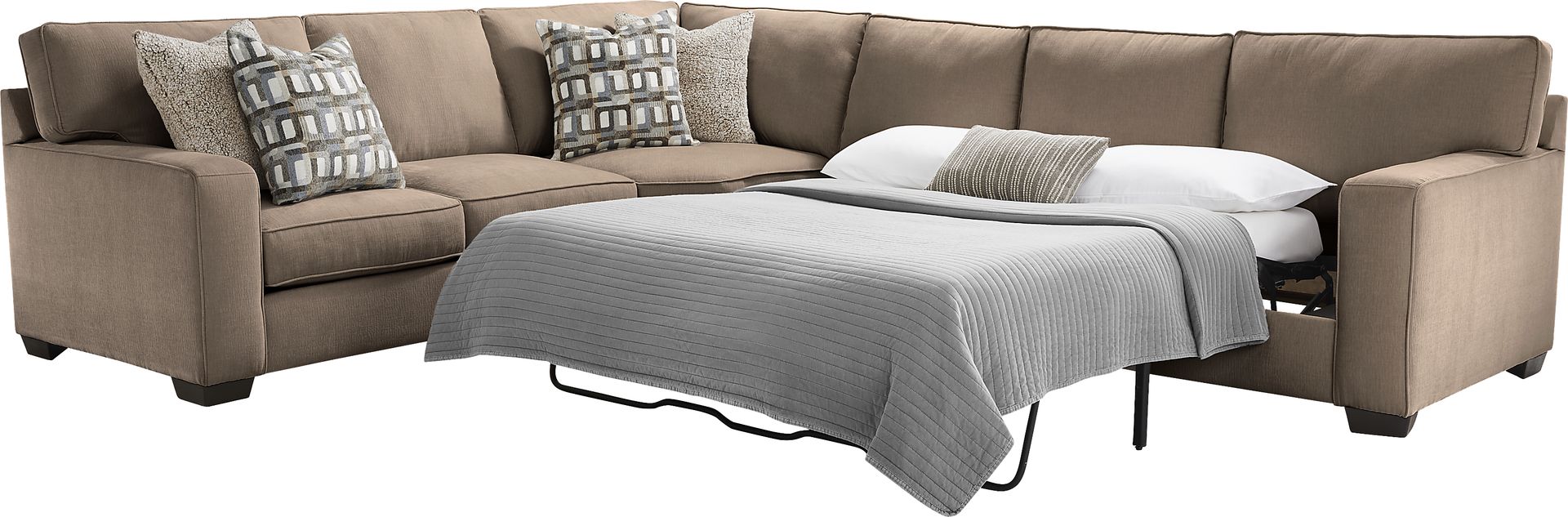 Haskins Brown 3 Pc Gel Foam Sleeper Sectional - Image 3