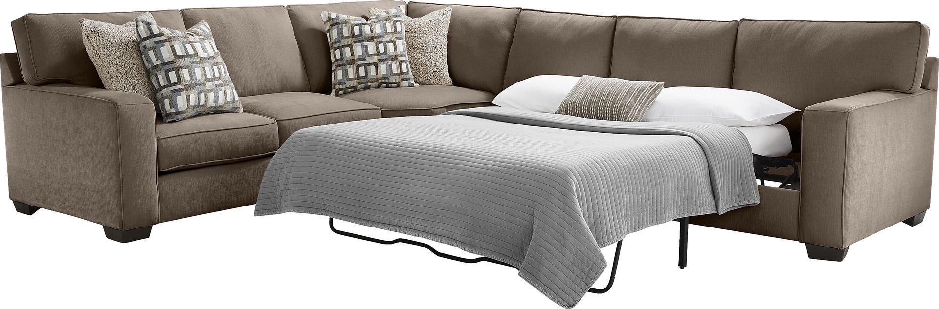 Haskins Brown 3 Pc Gel Foam Sleeper Sectional - Image 3