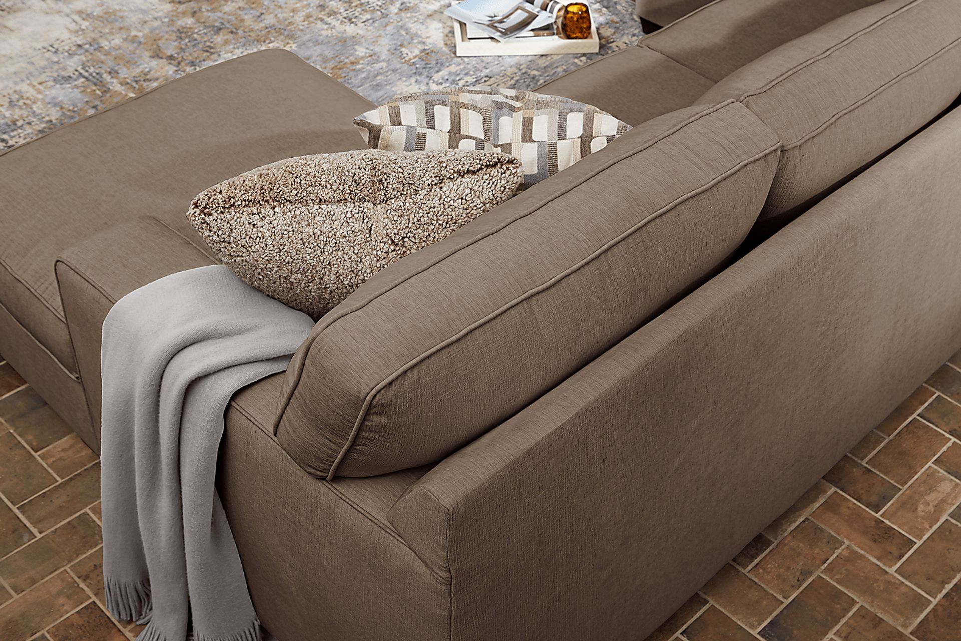 Haskins Brown 3 Pc Gel Foam Sleeper Sectional - Image 4