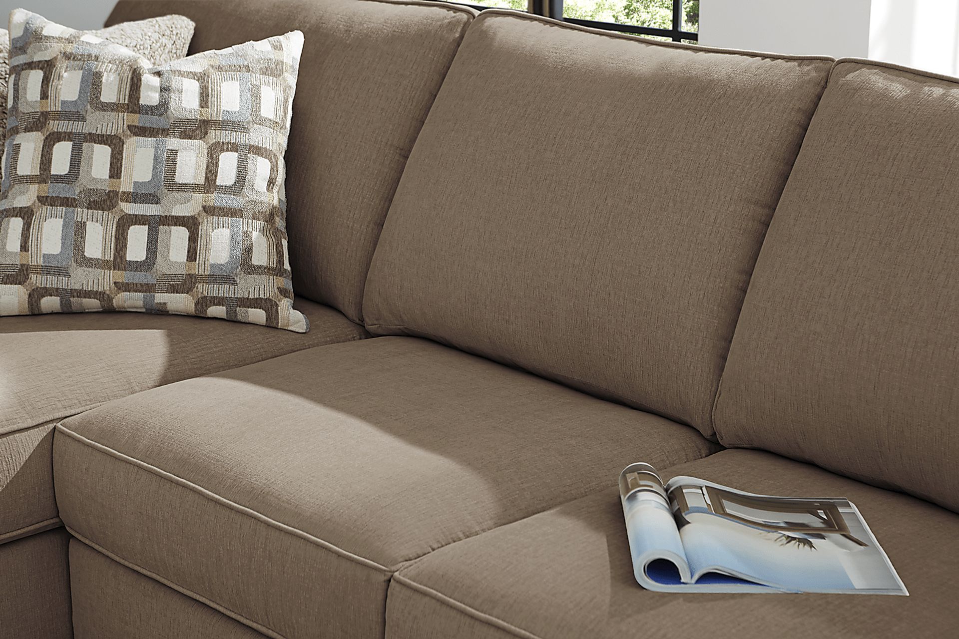 Haskins Brown 3 Pc Gel Foam Sleeper Sectional - Image 7