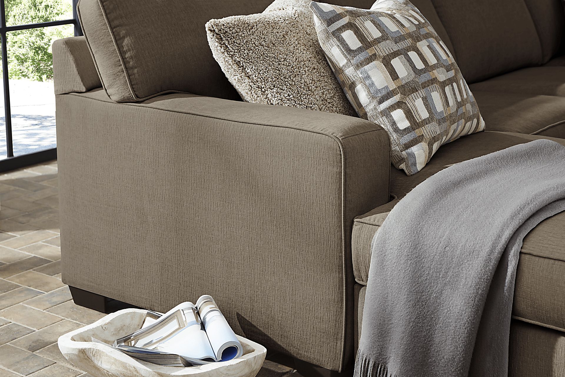 Haskins Brown 3 Pc Sleeper Sectional - Image 5