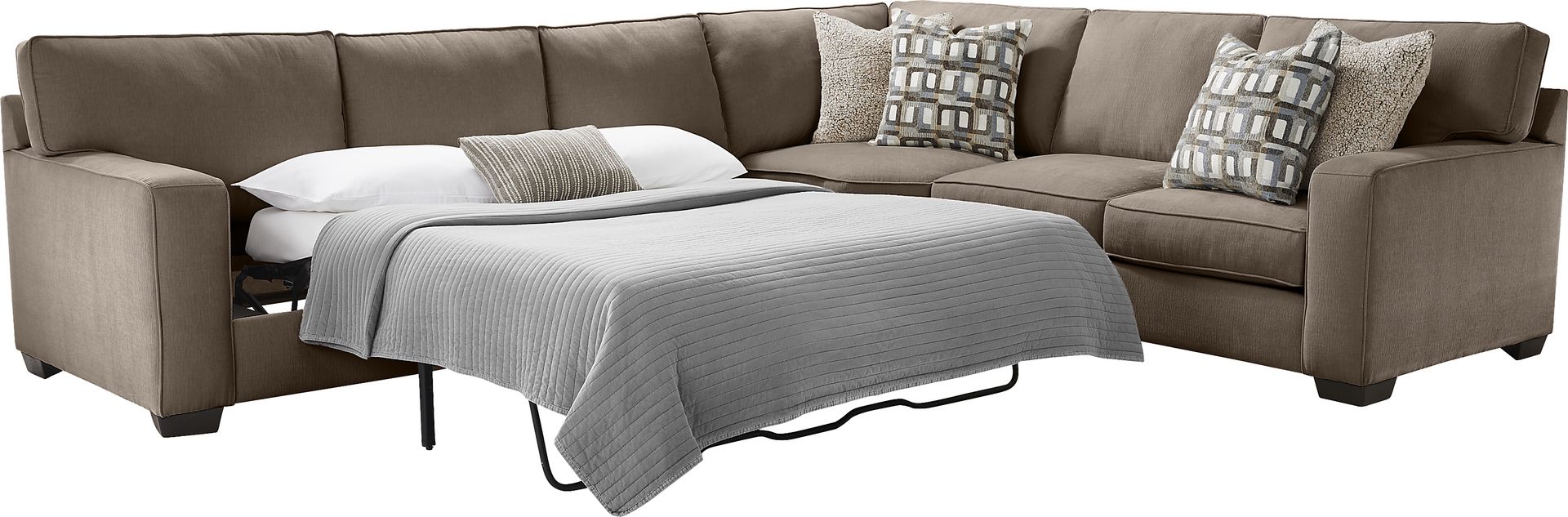 Haskins Brown 3 Pc Sleeper Sectional - Image 3