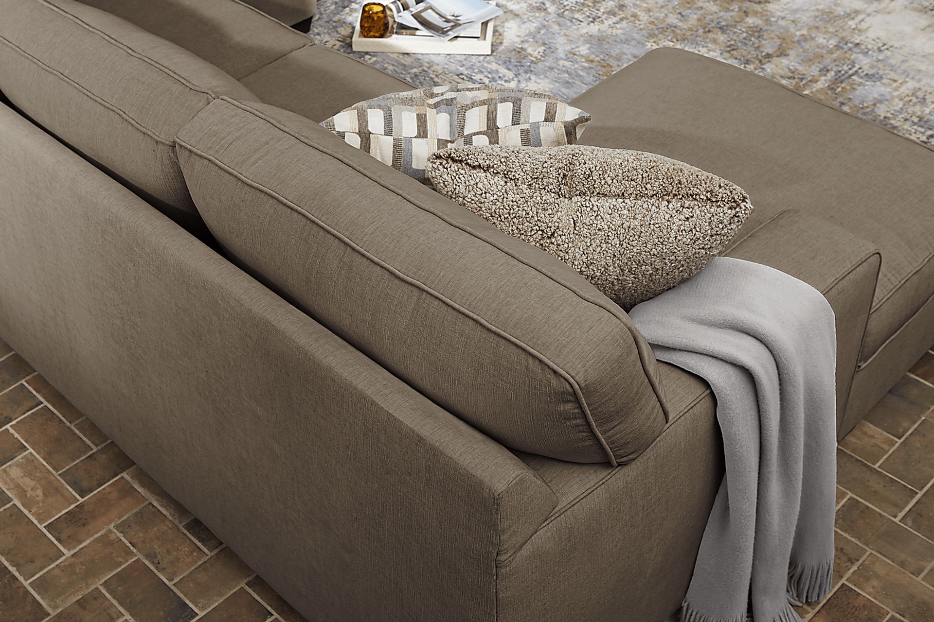 Haskins Brown 3 Pc Sleeper Sectional - Image 4