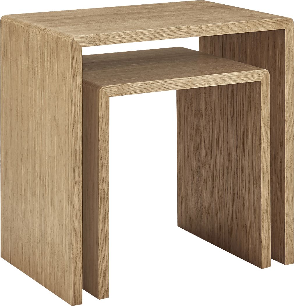 Hatchbar Oak Brown Nesting End Table, Set of 2