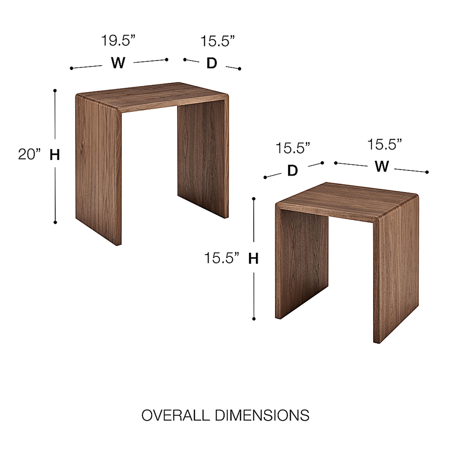 Hatchbar Walnut Brown Nesting End Table, Set of 2 - Image 4