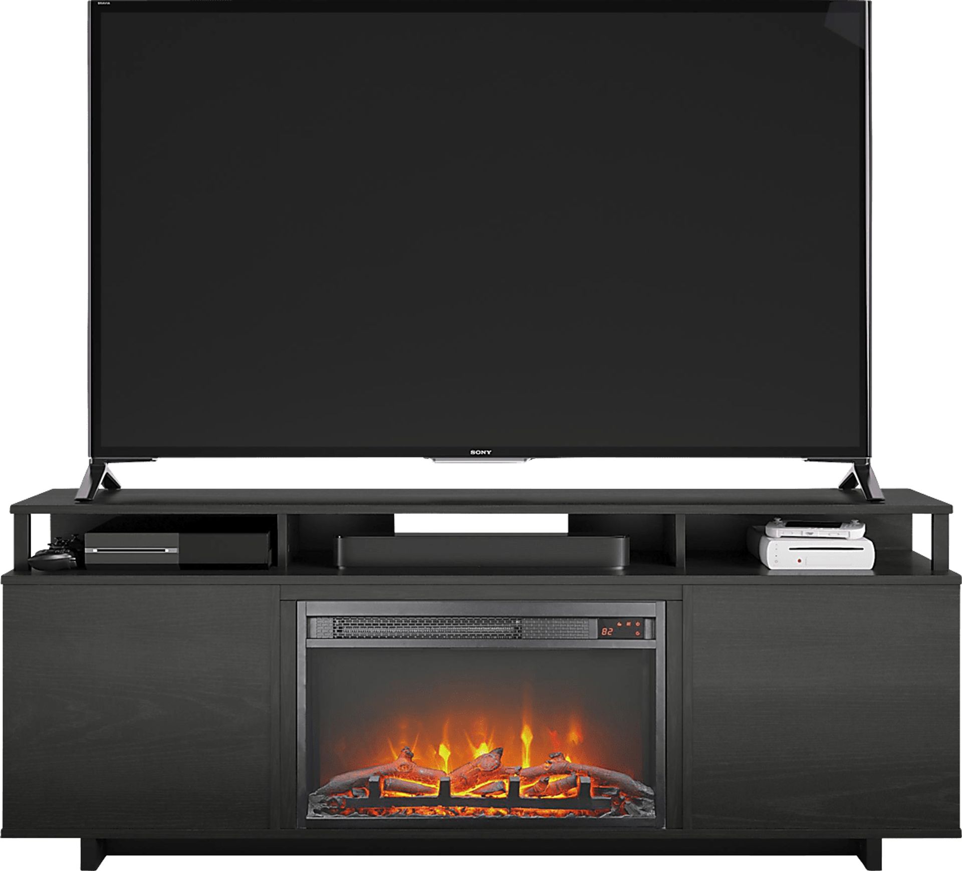 Haugo Black 59 in Console with Electric Fireplace - Image 2