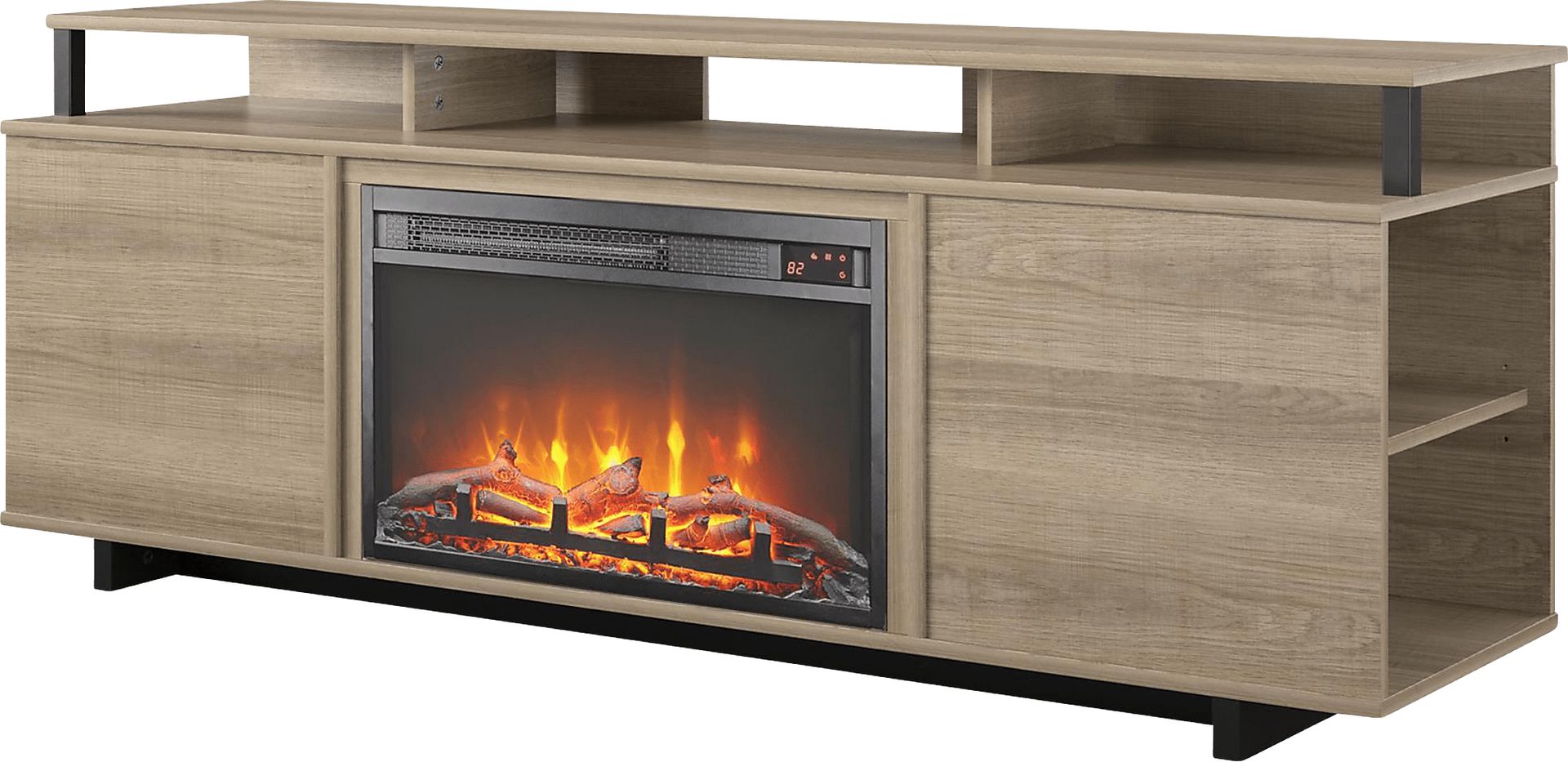Haugo Brown 59 in. Console with Electric Fireplace - Image 5