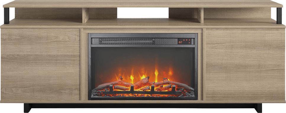 Haugo Brown 59 in. Console with Electric Fireplace