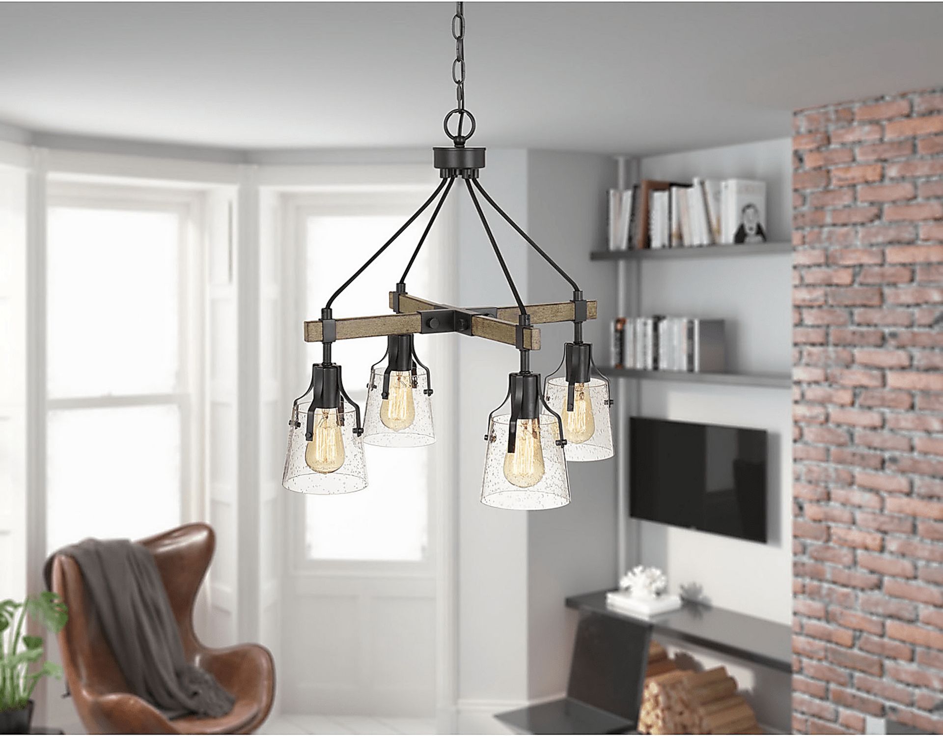 Haven Moor Circle Wood Chandelier - Image 3