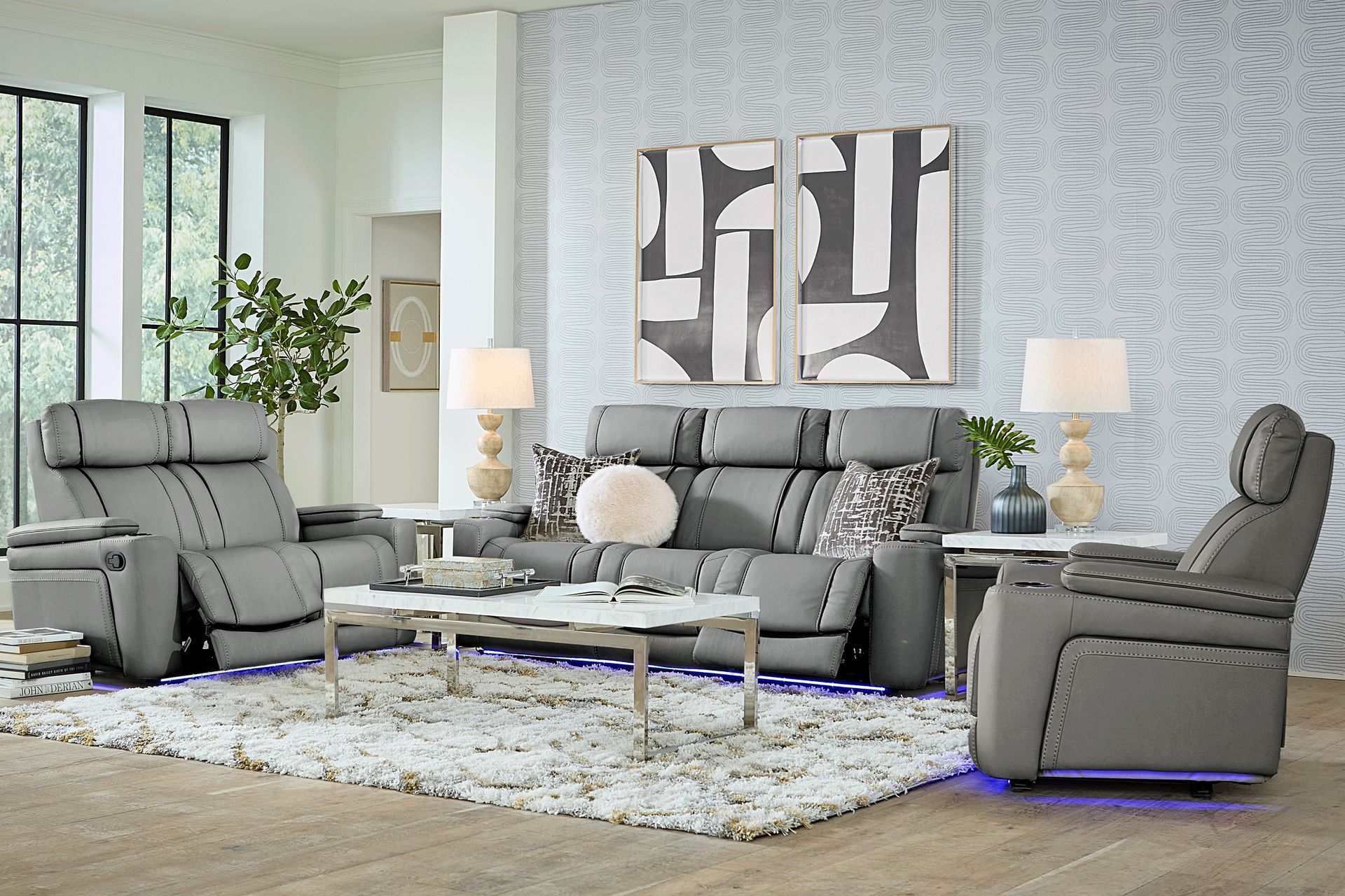 Haven Point Charcoal 3 Pc Reclining Living Room with Dual Power Reclining Sofa - Image 1