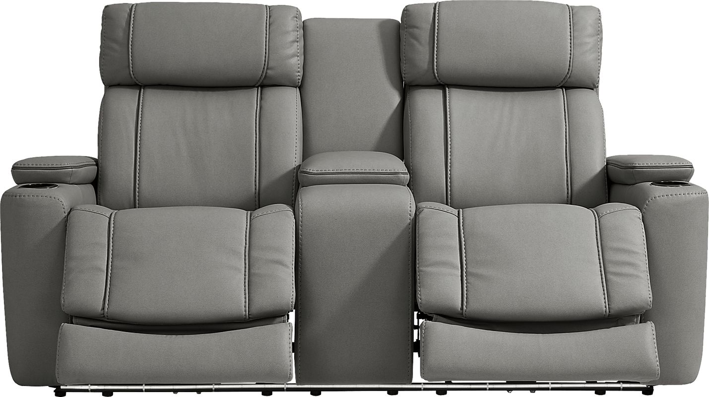 Haven Point Charcoal Dual Power Reclining Console Loveseat