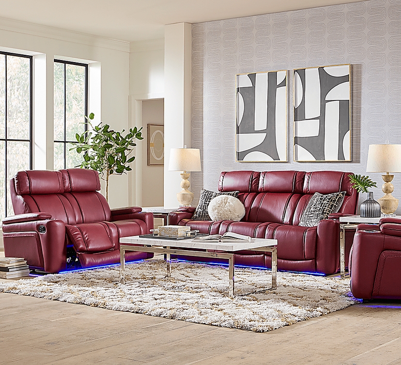 Haven Point Red 2 Pc Reclining Living Room with Dual Power Reclining Sofa