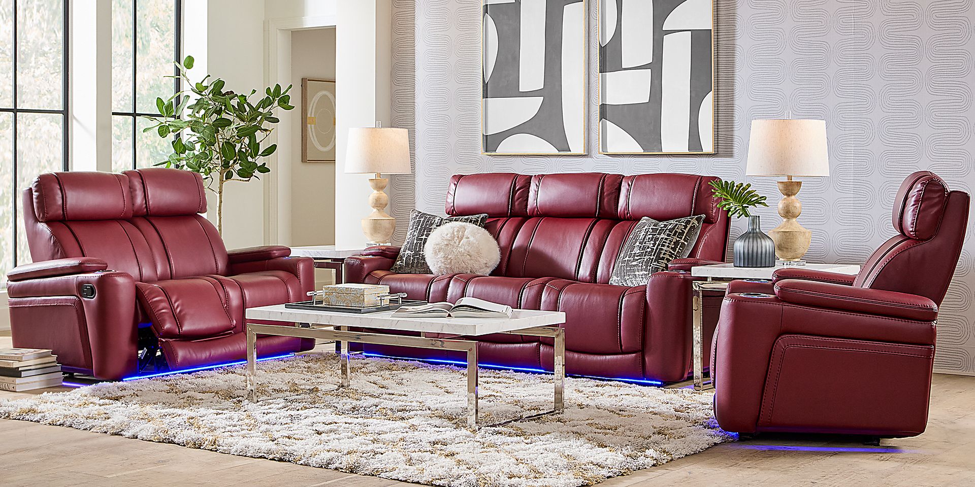 Haven Point Red Reclining Loveseat - Image 2