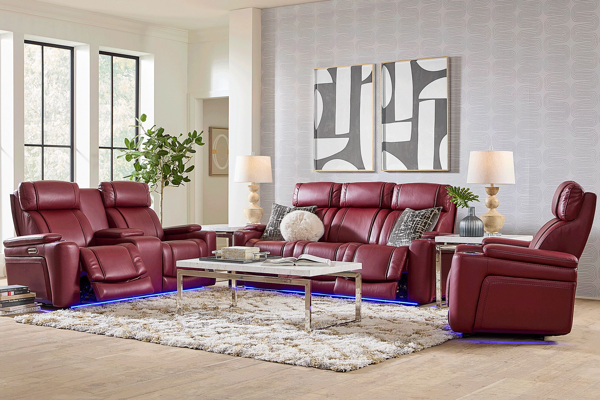 Haven Point Red 7 Pc Dual Power Reclining Living Room - Image 1