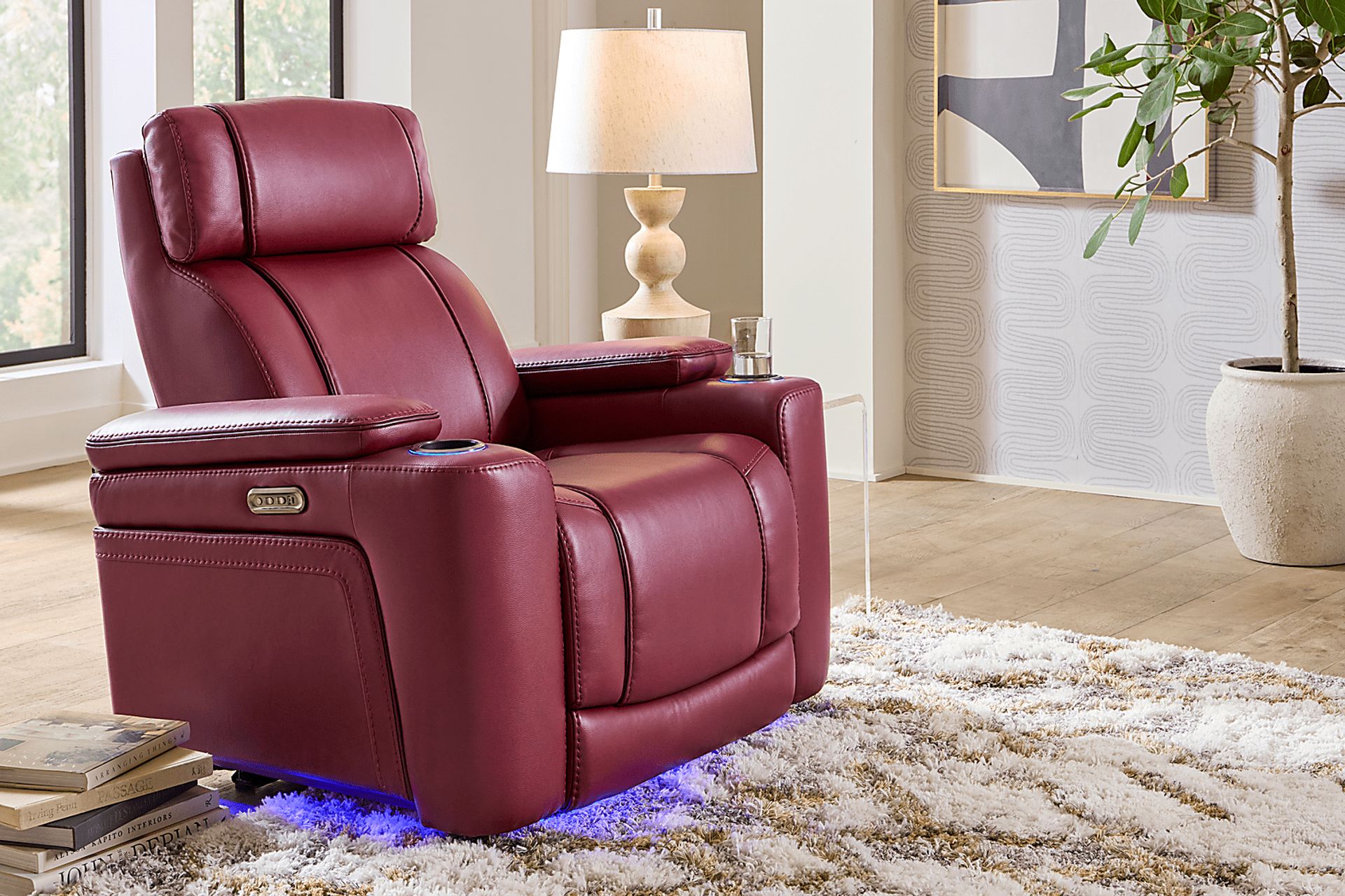 Haven Point Red Dual Power Recliner - Image 3