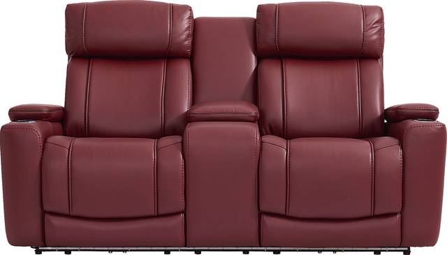 Haven Point Red Dual Power Reclining Console Loveseat - Thumbnail - Image 2