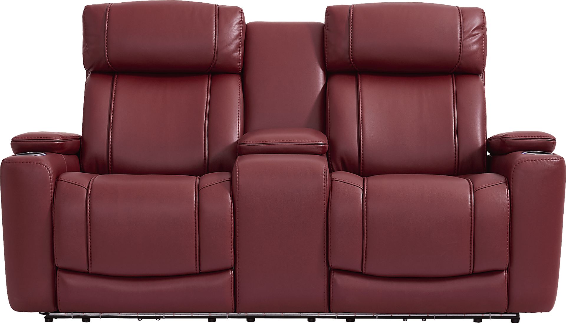 Haven Point Red Dual Power Reclining Console Loveseat - Image 2