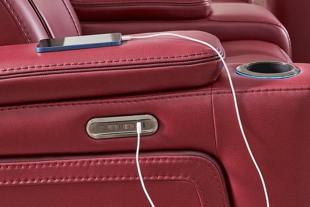 Haven Point Red Dual Power Reclining Console Loveseat - Thumbnail - Image 4