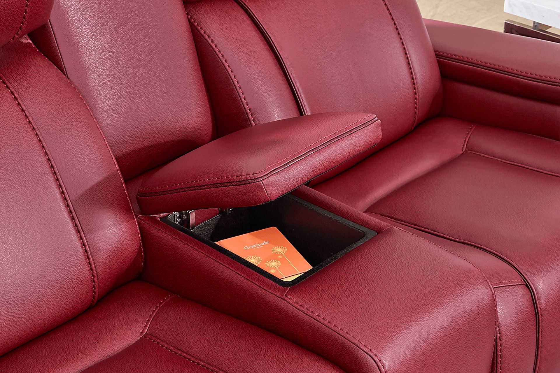Haven Point Red Dual Power Reclining Console Loveseat - Image 5