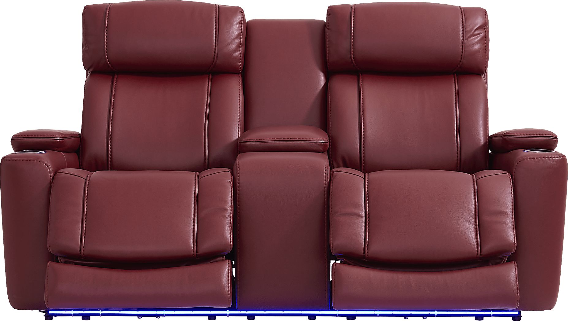 Haven Point Red Dual Power Reclining Console Loveseat