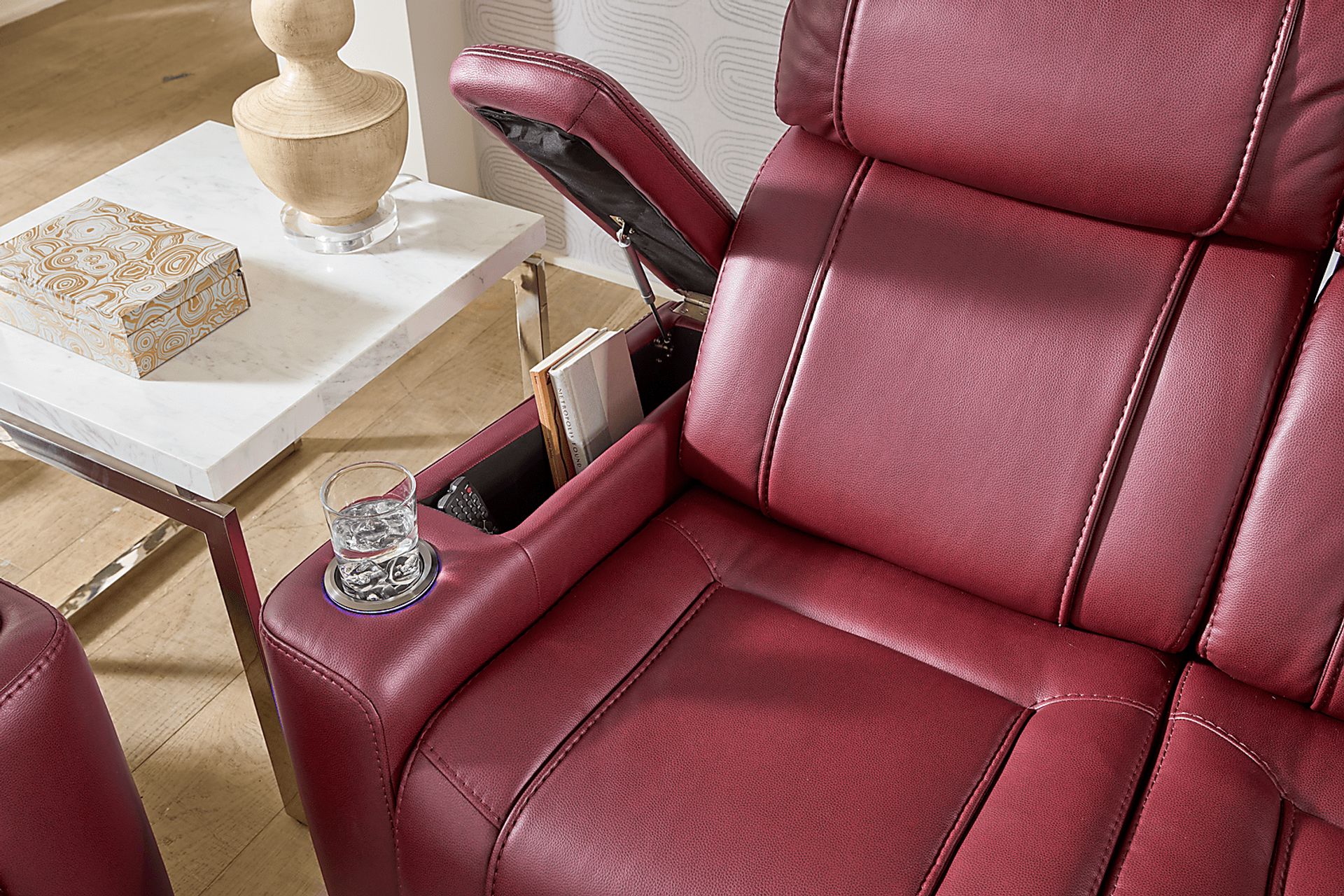 Haven Point Red Dual Power Reclining Sofa - Image 9