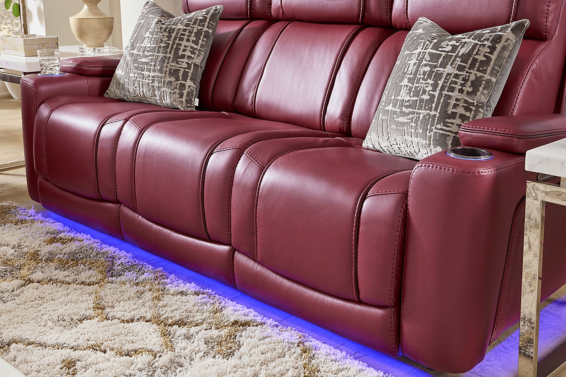 Haven Point Red Dual Power Reclining Sofa - Image 4