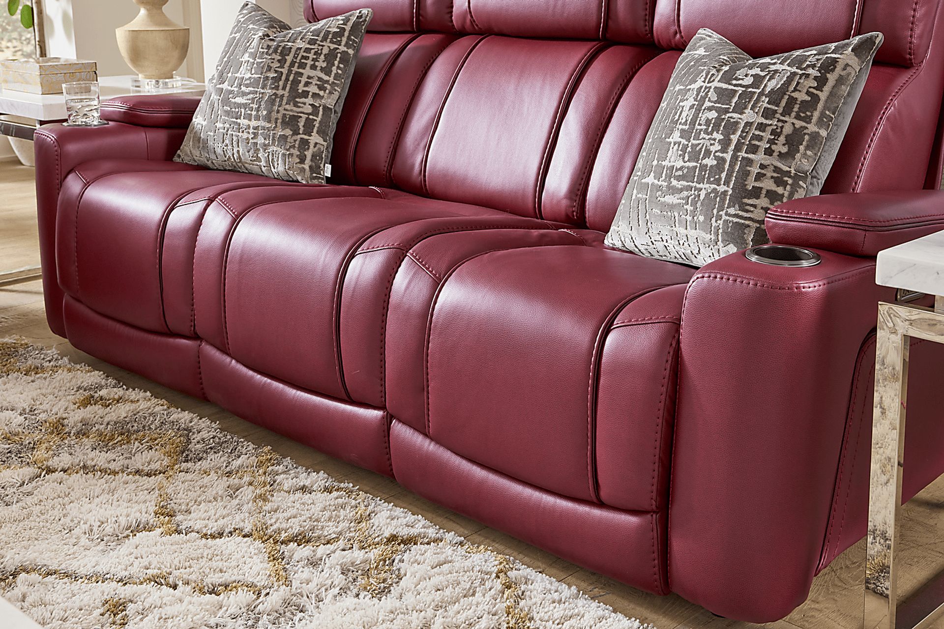 Haven Point Red Dual Power Reclining Sofa - Image 5