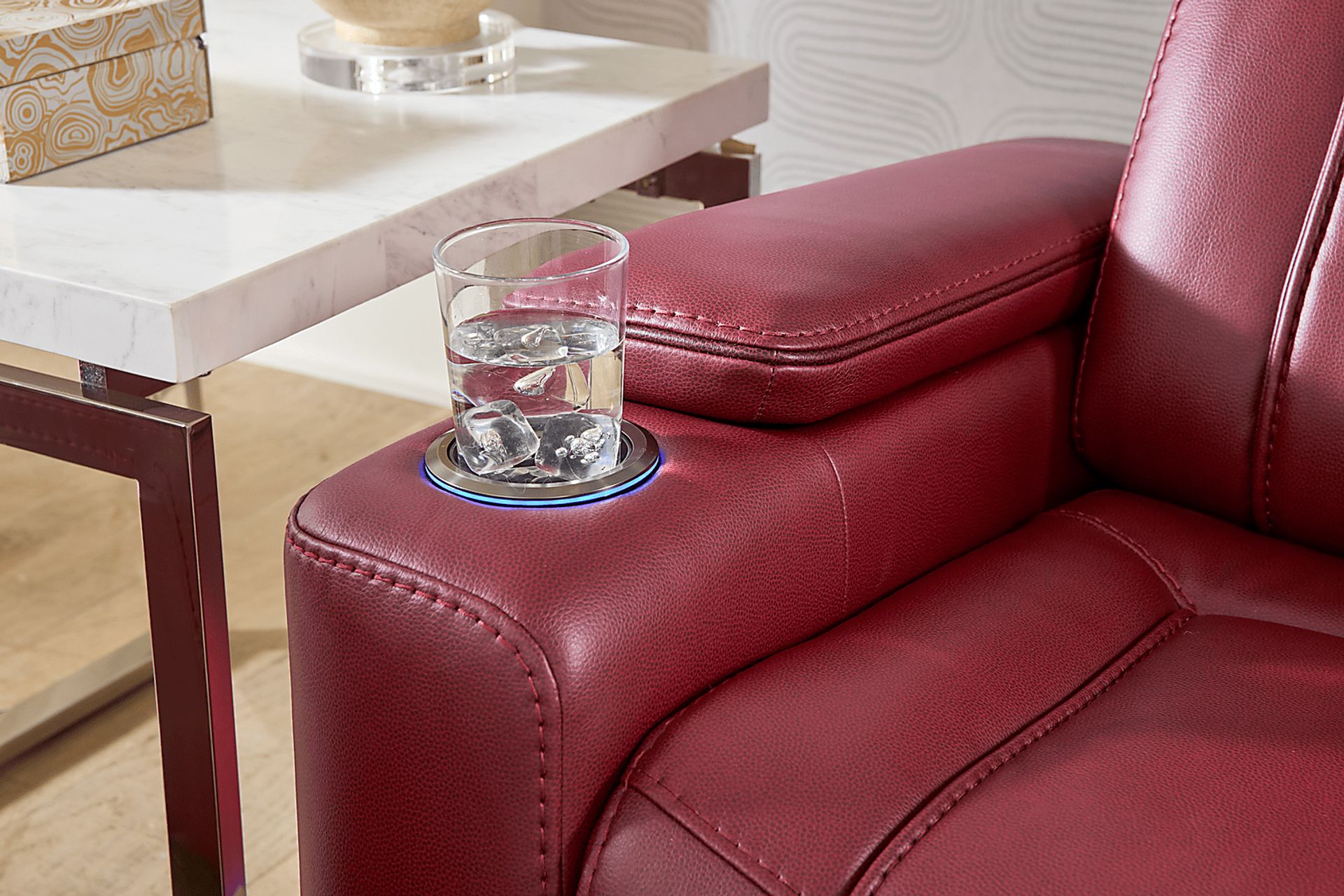 Haven Point Red Dual Power Reclining Sofa - Image 8