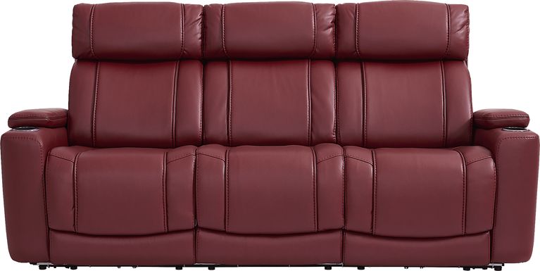 Haven Point Red Dual Power Reclining Sofa