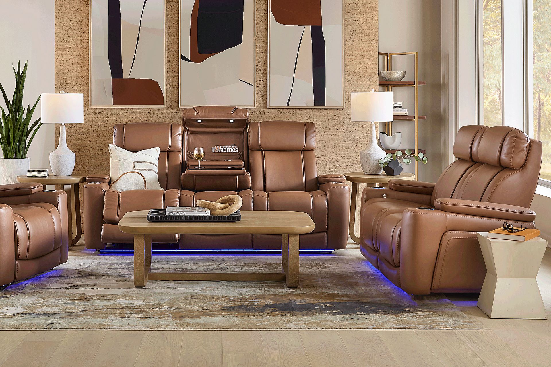 Haven Point Saddle 7 Pc Living Room with Dual Power Reclining Sofa - Image 1
