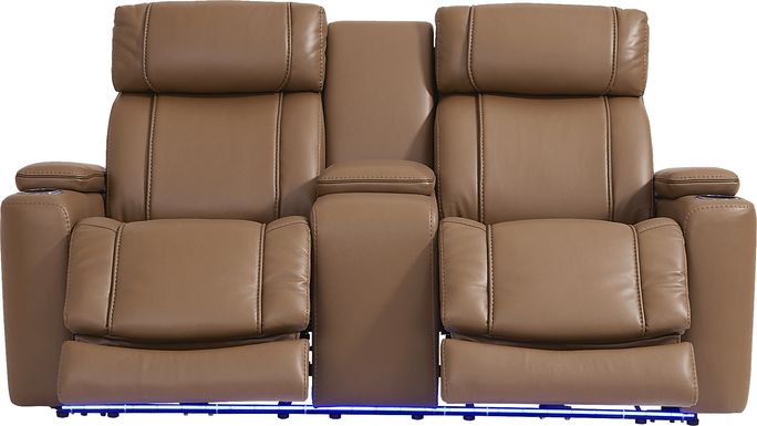 Haven Point Saddle Dual Power Reclining Console Loveseat