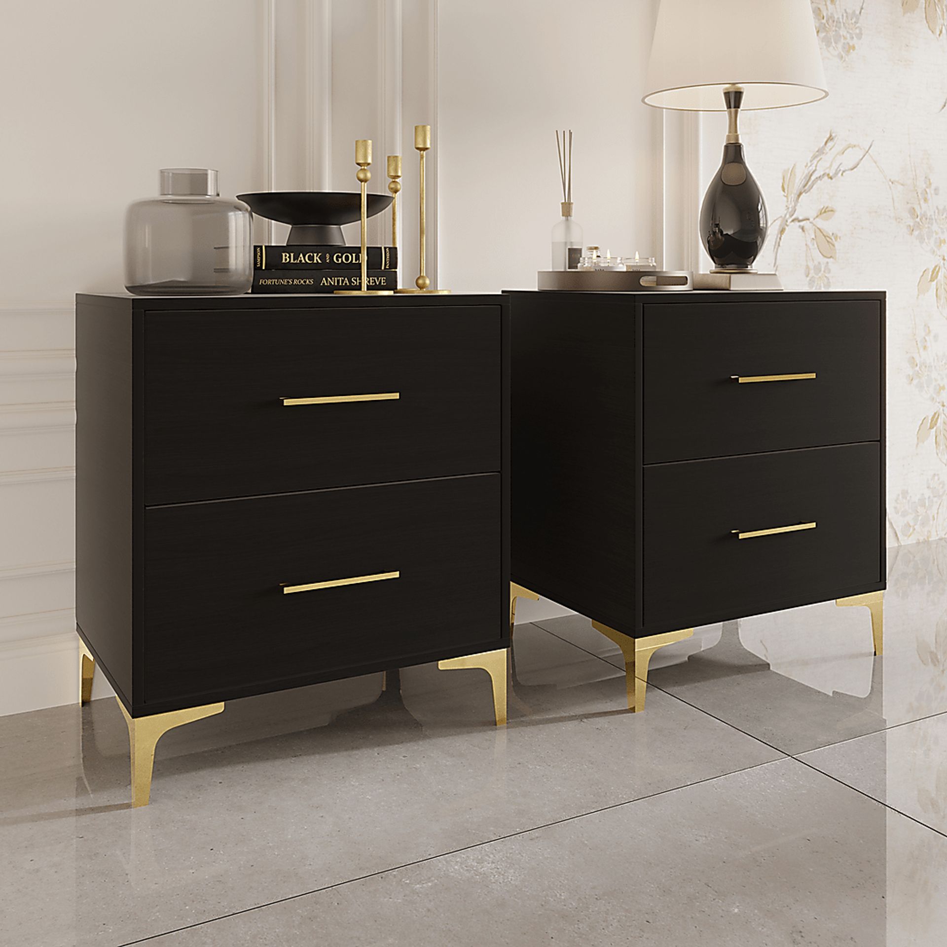 Havenway Black Queen with 2 Nightstands - Image 3