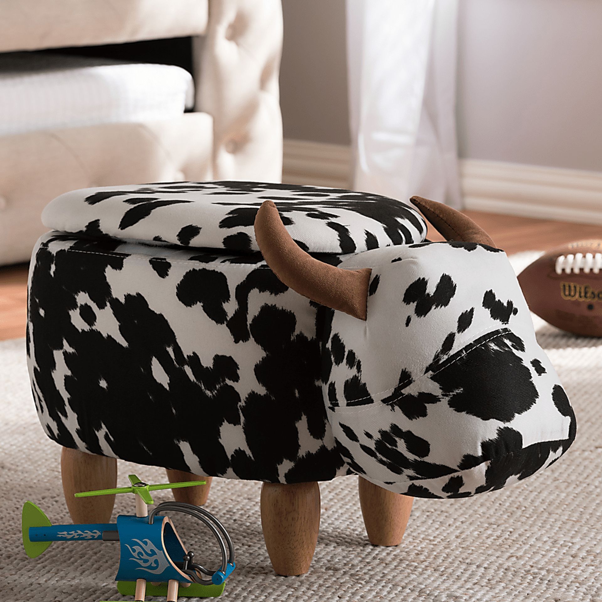 Kids Having A Cow Black Storage Ottoman - Image 2
