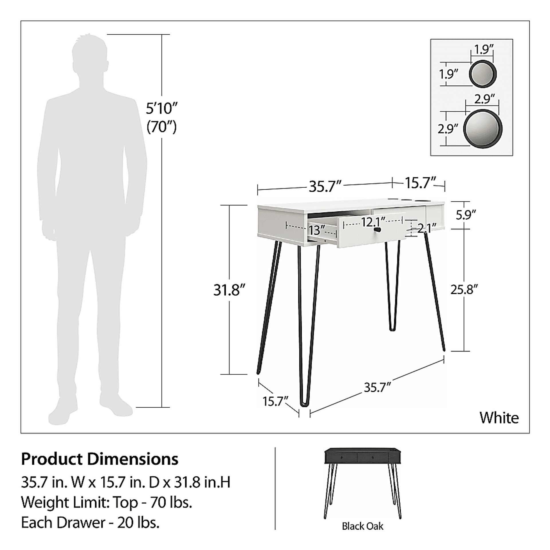 Hawise White Vanity - Image 11