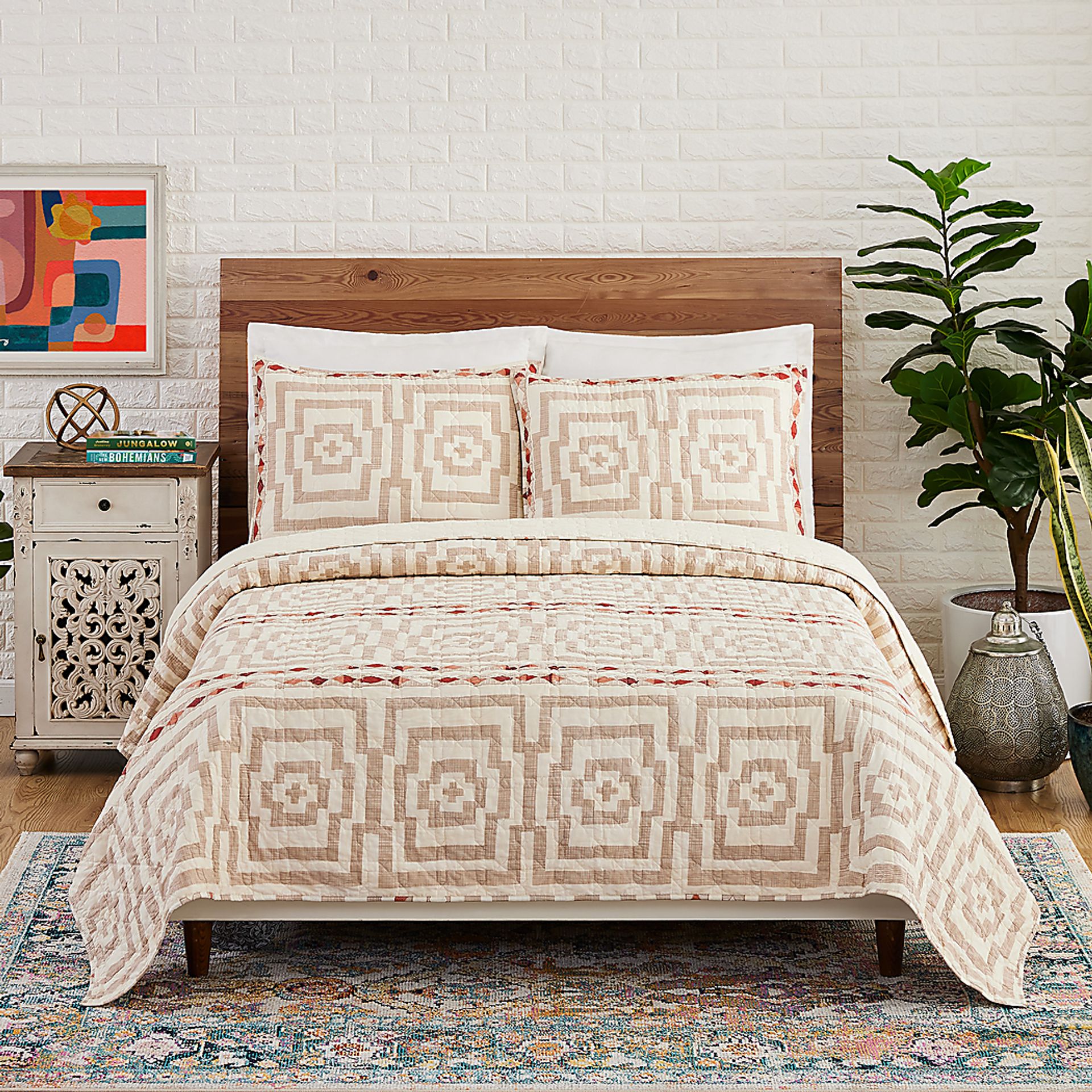 Haysford Cream King 3 Pc Quilt Set - Image 2