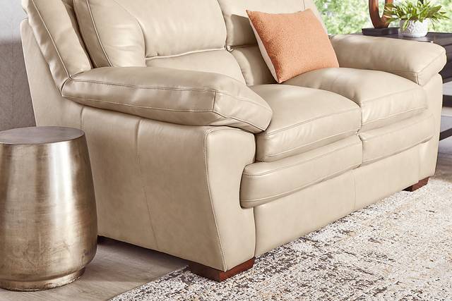 Hayworth Beige Leather Loveseat - Thumbnail - Image 2