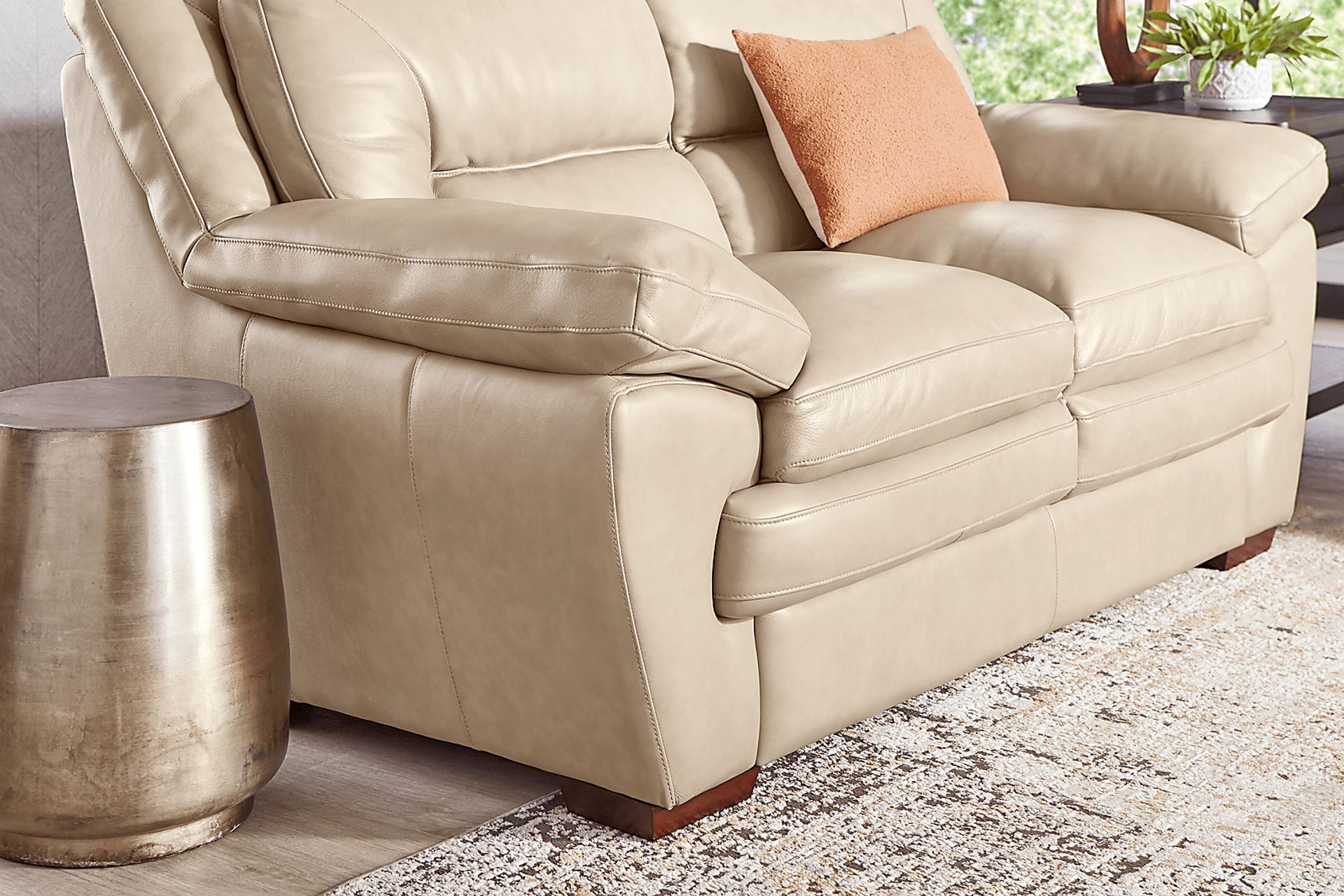Hayworth Beige Leather Loveseat - Image 2